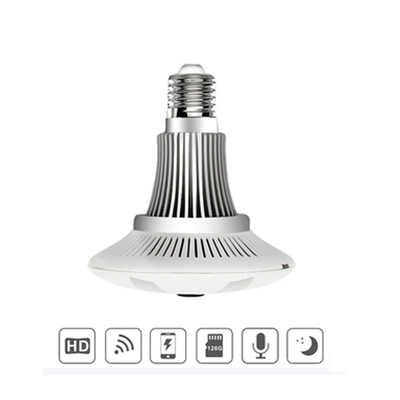 

Mini Lamp WIFI Panoramic Camera 960P HD Bulb Light Wireless IP Camera 360 Degree FishEye Lens 1.44MM Support 128GB TF Card