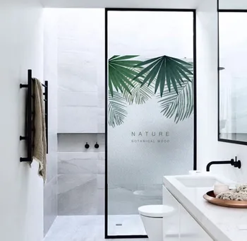 

Customized size windows Glass Film Door Stickers Sticker Static Cling Privacy Glass Window Films bathroom home decor Nature Leaf