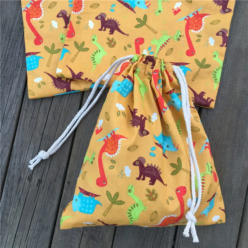 1 шт. желтая Хлопковая Сумка на шнурке вечерние подарочные сумки домашняя сумка с принтом цветов динозавра YL04