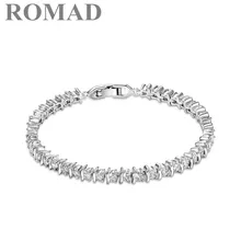 ROMAD серебряный цвет кристалл браслет для женщин модные блестящие 5A кубические циркониевые браслеты и браслеты женские браслеты ювелирные изделия