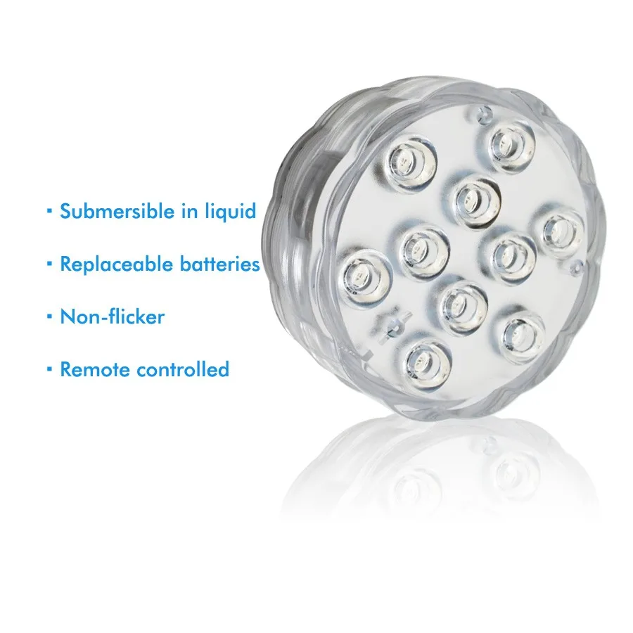 4 unids 10 leds RGB LED luz subacuática IP67 impermeable Piscina luz LED sumergible para el partido piscina estanque + Control remoto