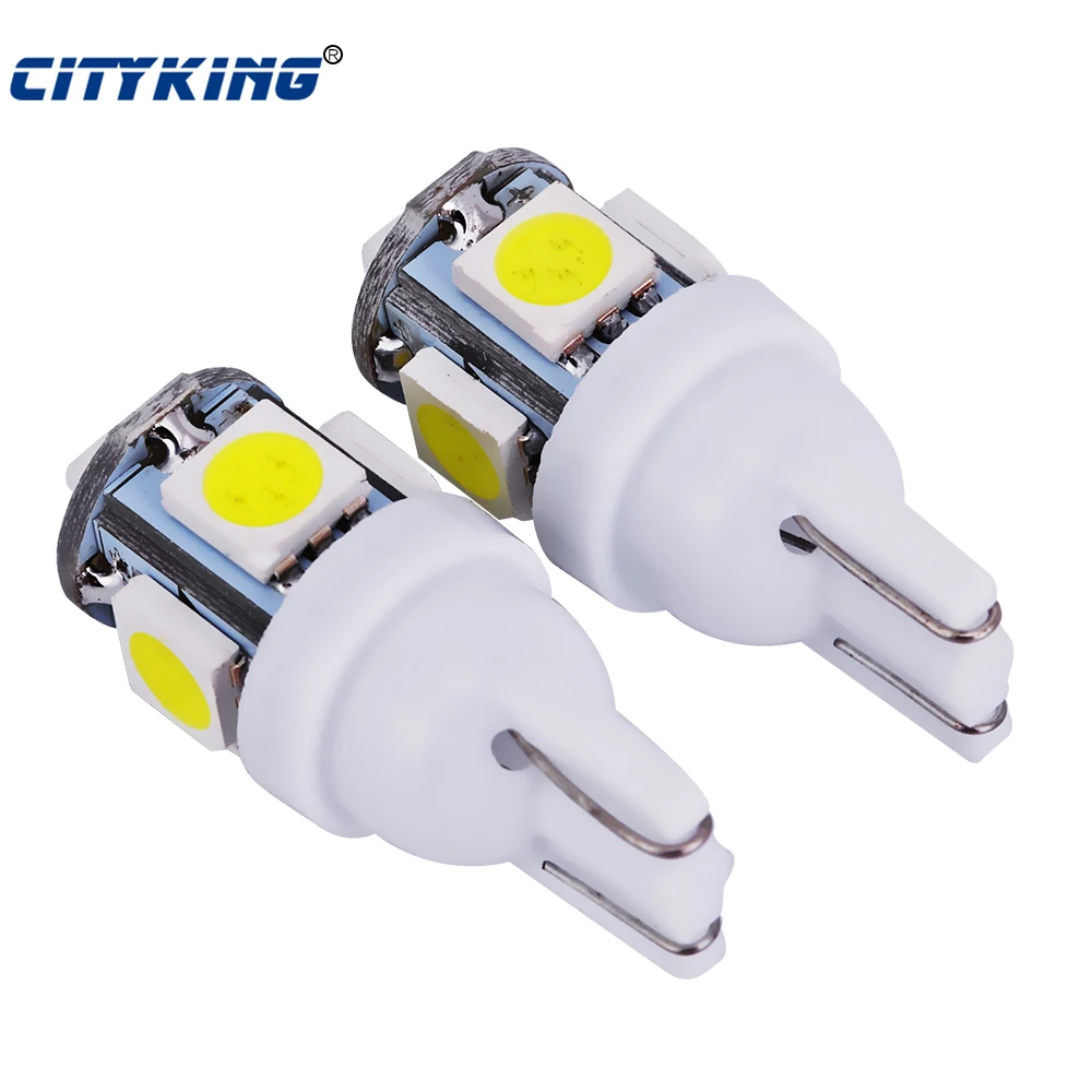 10 шт. Автомобильные светодиодные лампы T10 5led 5050 smd w5w светодиодный t10 5smd 168 194 5