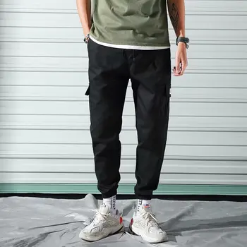 

Mens Pants Streetwear Overalls Joogers Pockets Solid Hiphop Trousers Pants Sweatpant Male