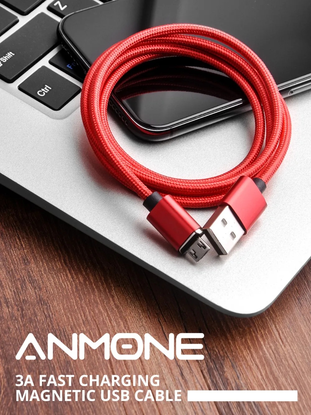 ANMONE Магнитный кабель быстрое зарядное устройство Micro USB кабель 1 м 2 м Android данных шнур Магнит зарядки для мобильного телефона провод для быстрого заряда