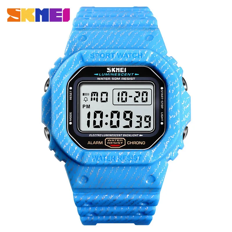 SKMEI 1471 водонепроницаемые светящиеся цифровые часы Военные Спортивные мужские наручные часы мужские часы Relogio Masculino relojes para hombre - Цвет: sky blue
