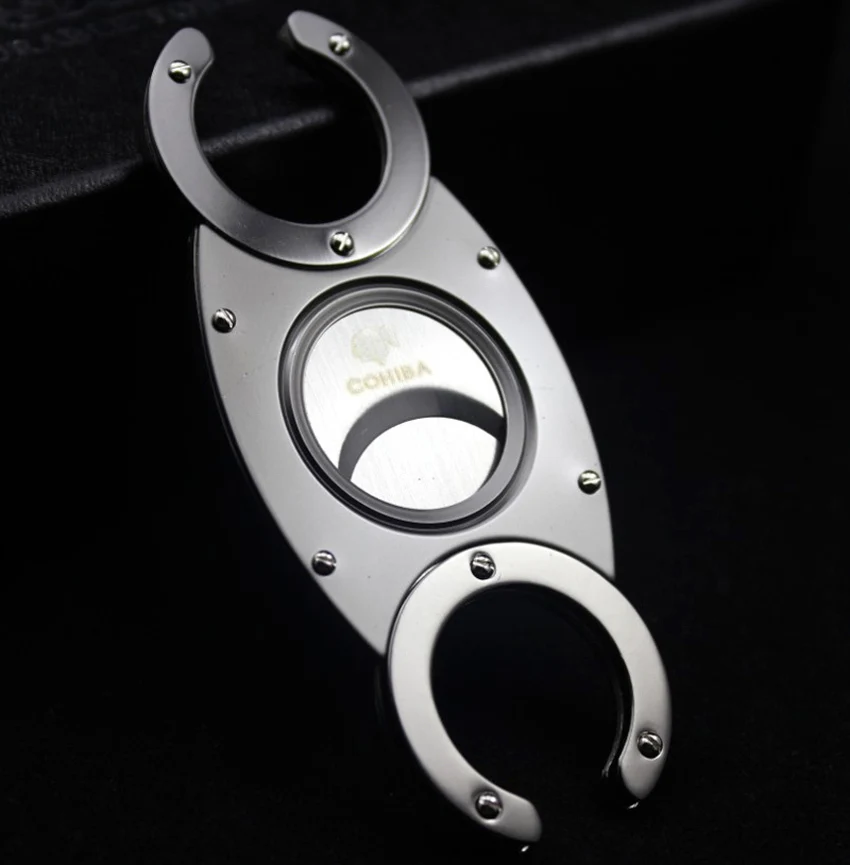 

COHIBA Double Blades Stainless Steel Sharp Cigar Cutter Pocket Gadget Zigarre Smoking Cigarette Scissors Guillotine Tools 355HX