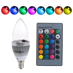 E12 3 W RGB Светодиодный 15 цветов изменение свеча лампочки дистанционного Управление AC85-265V