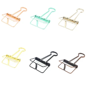 

Modern Style Novelty Solid Color Hollow Out Metal Binder Clips Notes Letter Paper Clip Office Supplies