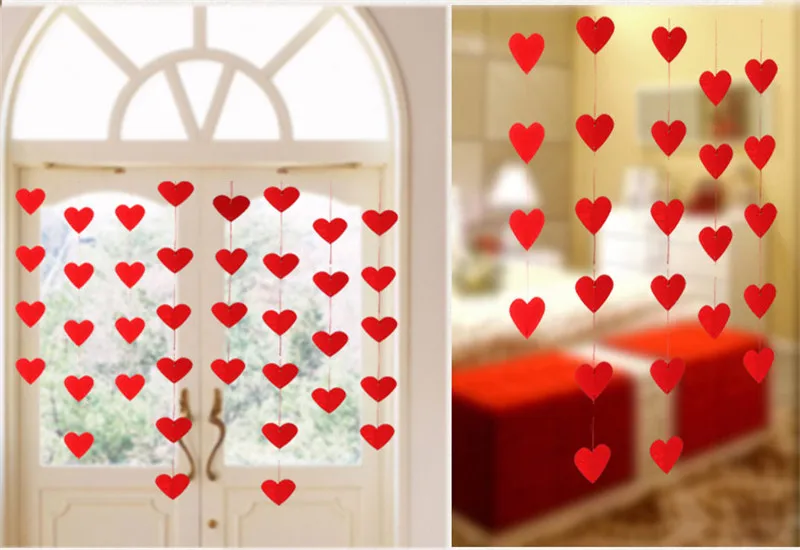 10 комплектов бумажные гирлянды в форме сердца, банты для свадебной вечеринки, баннер, Висячие Цветы, занавески для двери комнаты, украшения 6ZSH804