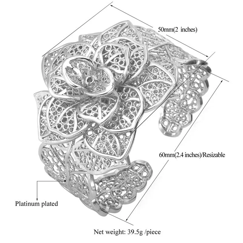 U7 Украшения Для Женщин Винтаж Цветок Золото/Серебро Цвет Браслет-Манжет Ювелирные Изделия Оптом Подарок H591