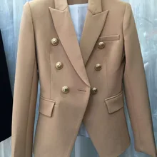 Женский блейзер высокого качества с золотыми пуговицами, Офисная Женская рабочая одежда