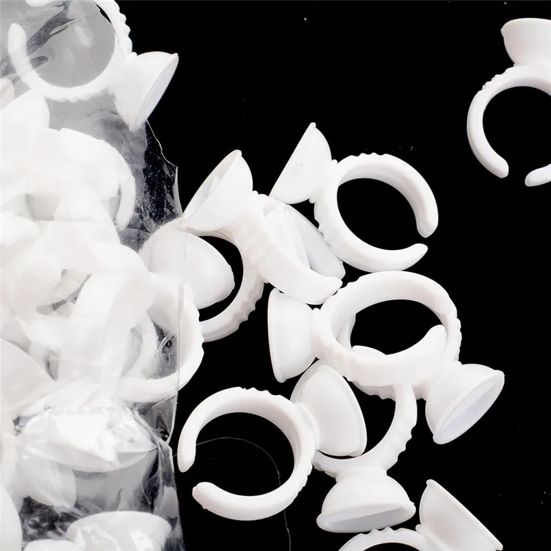 

100Pcs/Set Adhesive Eyelash Pallet Holder Set Disposable Glue Holder Ring Pallet for Eyelash Extension Tattoo Pigment