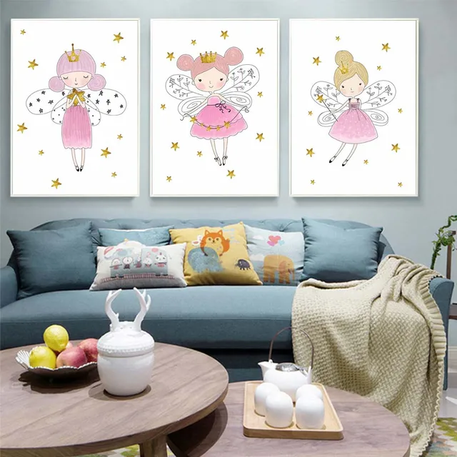 Cartoon Crown Canvas Painting Nordic Art Poster Nursery Wall Cartoon Crown Canvas Painting Nordic Art Poster Nursery Wall Murals For Kids Baby Rooms Scandinavian