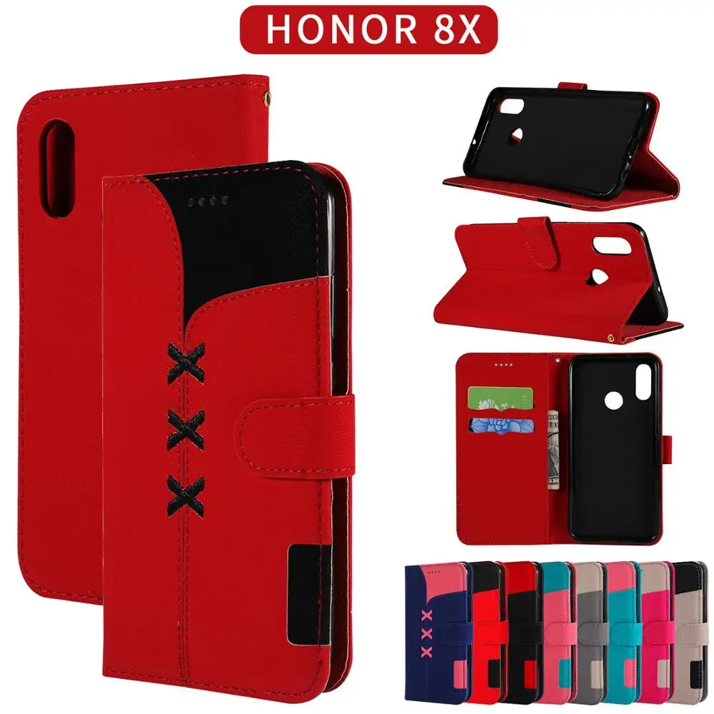 

For Huawei Honor 8X 7A 7S 8A Embroidered Case Card Wallet Leather Cases For Honor 10 Lite Flip Stand Cover Mobile Phone Bag