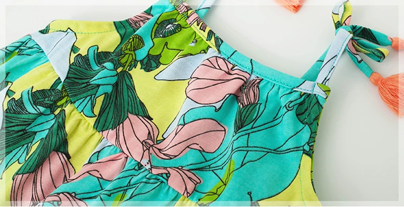 Little maven/летнее кружевное платье-комбинация для маленьких девочек от 2 до 7 лет, нарядное детское хлопковое зеленое платье с цветочным принтом для маленьких девочек
