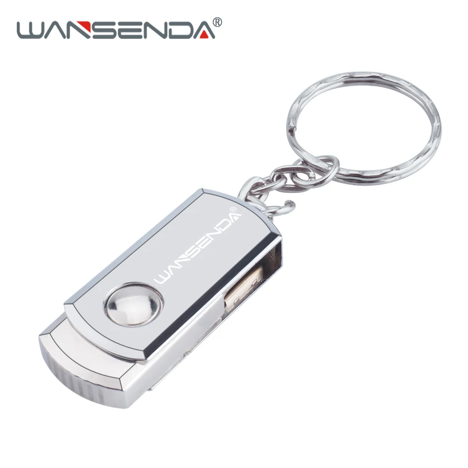 

WANSENDA Keychain USB Flash Drive 128GB Metal Pen Drive 4GB 8GB 16GB 32GB 64GB Rotation USB Memory Stick Real Capacity Pendrive