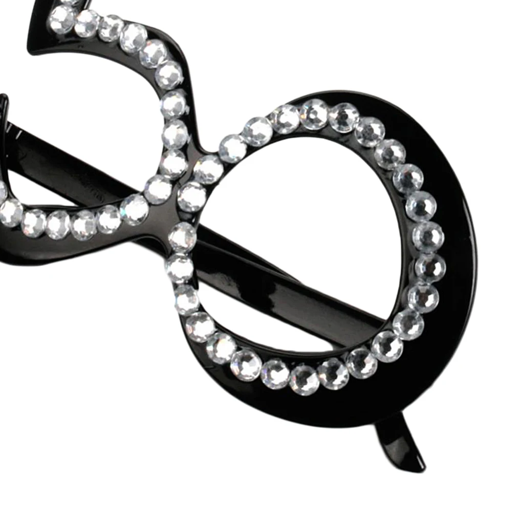2 Pieces Retro Crystal Black Birthday Glasses Anniversary Wedding Party 50th Accessories Photo Props