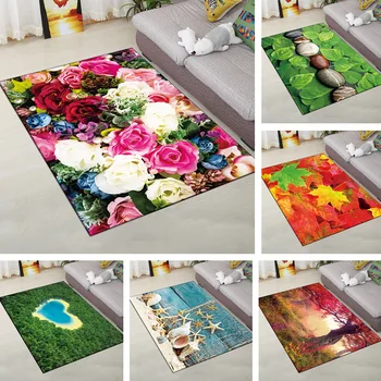 

24 Kinds 3D Pastroral Flowers Leaves Patterns Doormat Bedroom Bedside Carpet Small Middle Size Nonslip Area Rugs Customize size