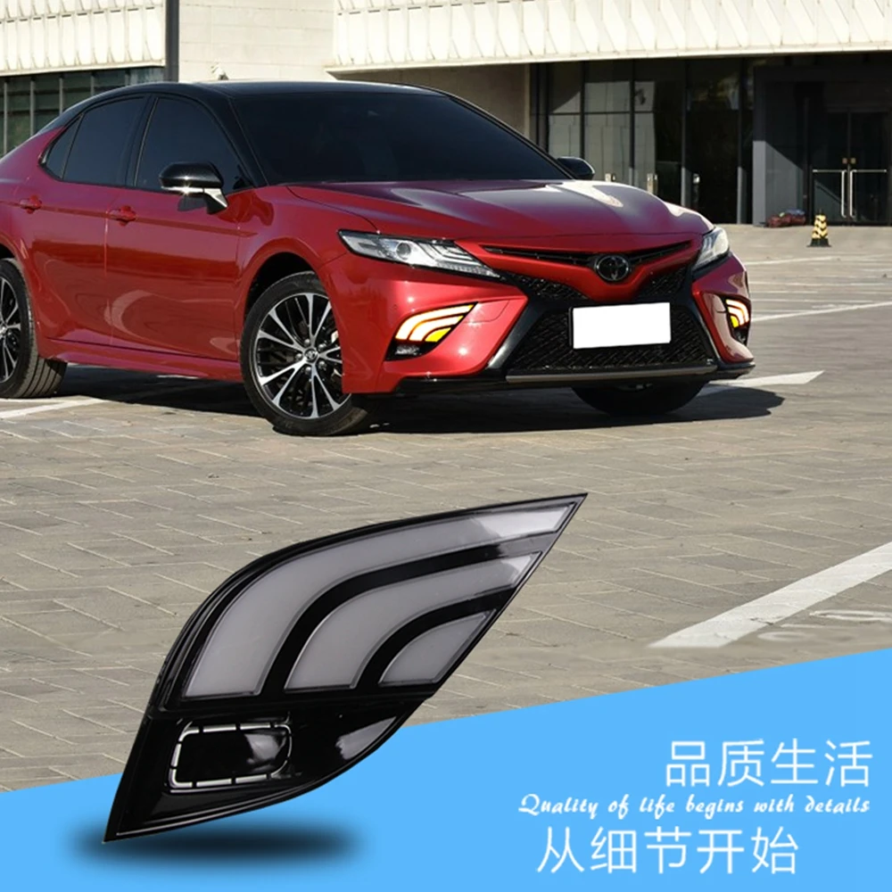 

MONTFORD Auto Part 12V DRL Daytime Running Light Led Front Fog Lamps Lights Stikers Car Accessories For Toyota Camry 2018 2019