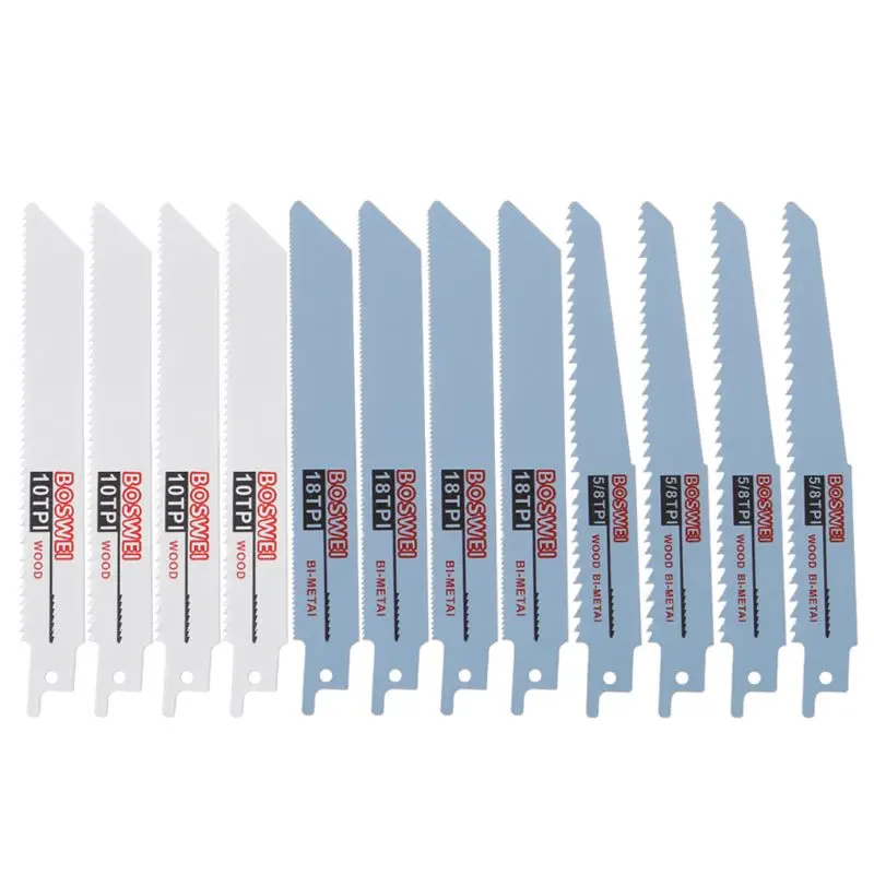 

12pcs BIM Reciprocating Saw Blades Sharp Set For Cutting Wood Metal Woodworking Tool Safety 6''