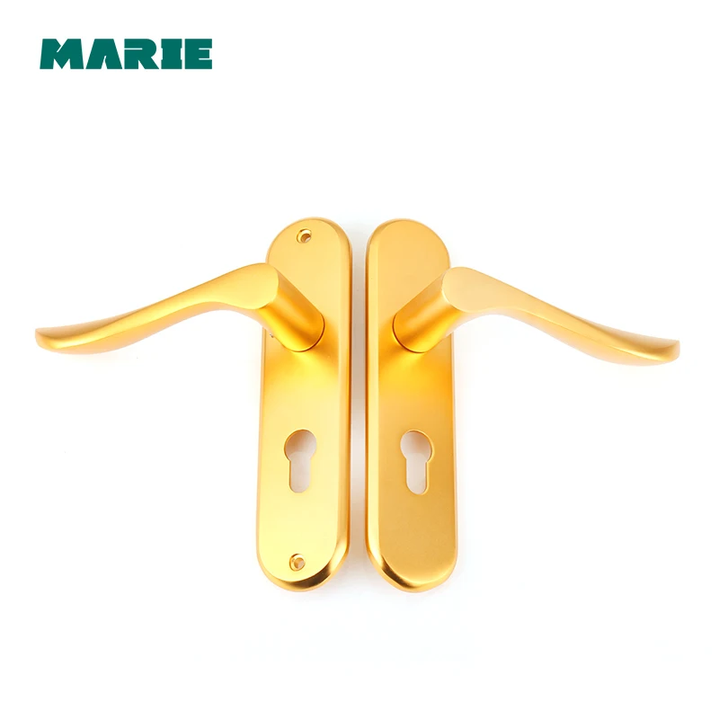 Gold Color Durable Aluminum Lock Handle Door Lock Cylinder Front Back Lever Latch Home Security with Keys