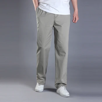 

trousers autumn casual pants male 100% cotton loose casual overalls plus size Straight Fashion long trousers L-6XL