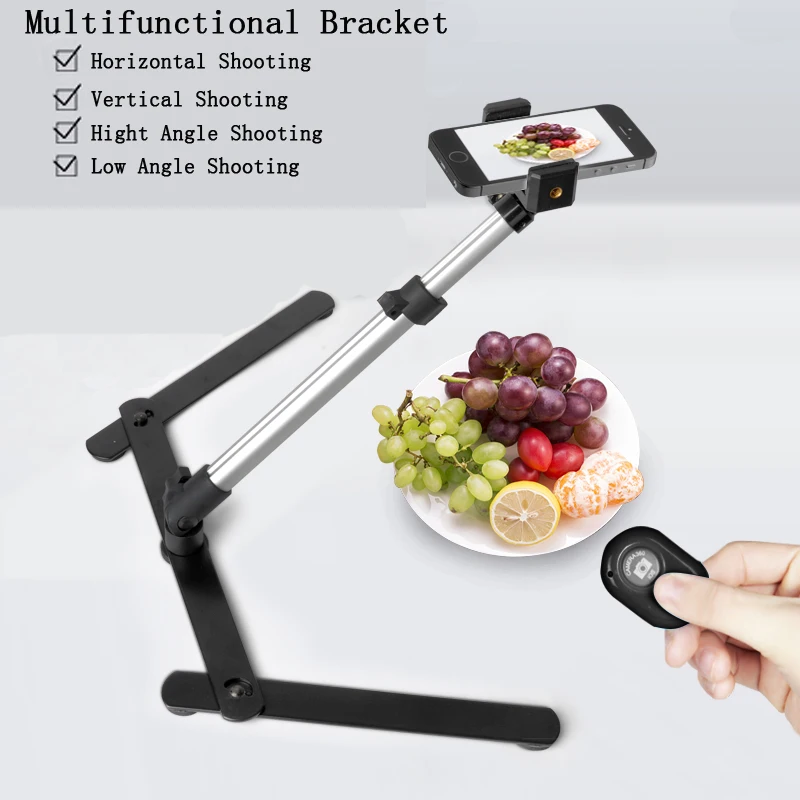 

Photography Adjustable Table Top Stand Shooting Set Mini Monopod+Phone Clip Fill-in Light Bluetooth Control 2 Set for Choosing