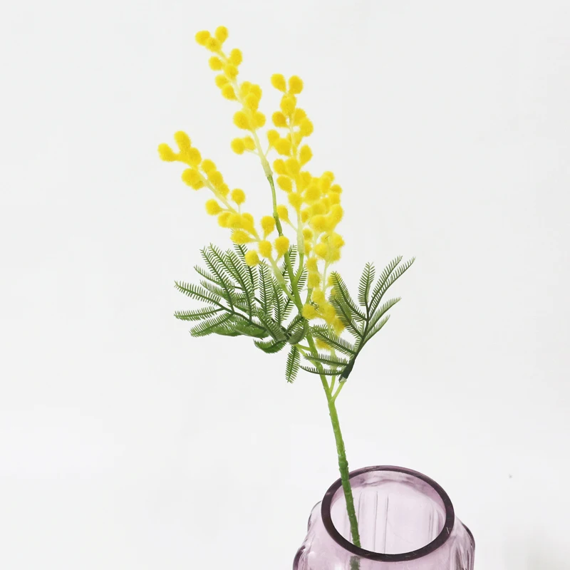 JAROWN Artificial Fake Flower Simulation Yellow Plush Acacia Flowers For Wedding DIY Decorations Home Decor (8)