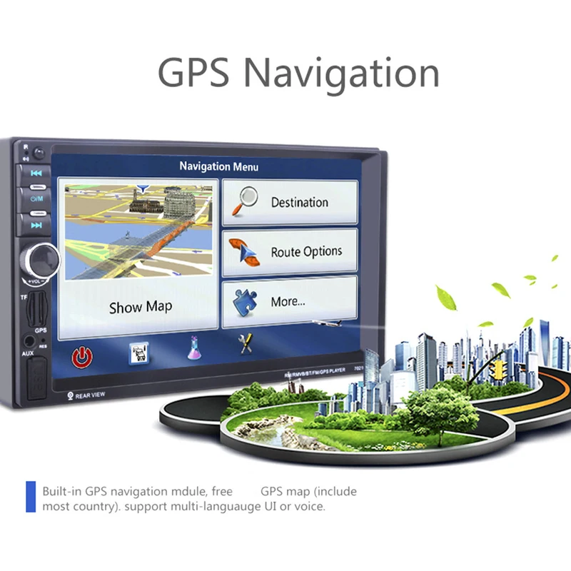 

2 Din Car MP4/MP5 Player 7inch Touch Screen With Camera GPS Middle East Map Function SD USB AUX Rear View Steer Wheel Control