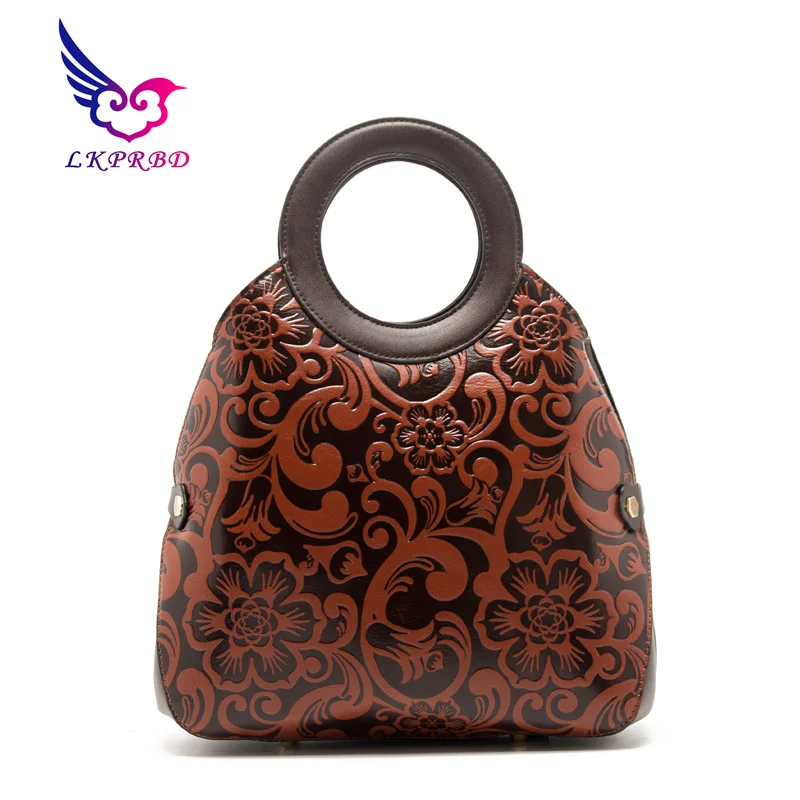 2018 LKPRBD new folk style retro floral pattern embossed Handbag Bag women personality temperament bangalor High-quality PU bags