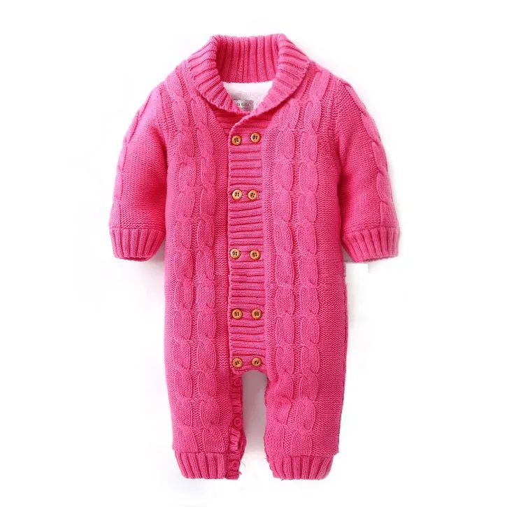 Толстые теплые детские комбинезоны, зимняя одежда, вязаный свитер для новорожденных мальчиков и девочек, детский комбинезон, верхняя одежда для малышей