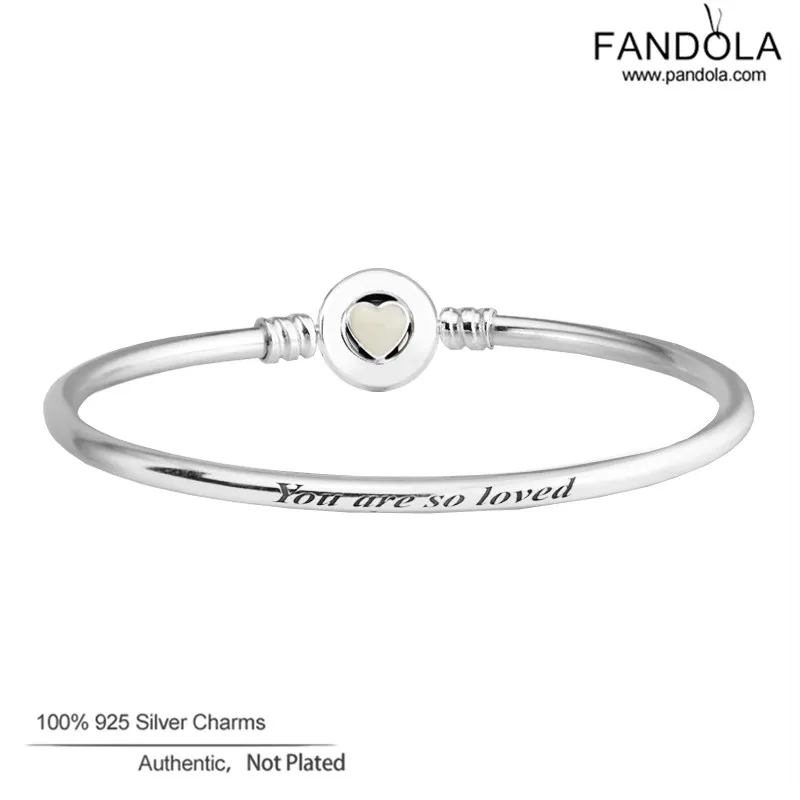 

Loving Heart Clasp Bracelets Bangles 100% 925 Sterling Silver You are so Loved Charm Bangles For Women Famous Brand Jewelry