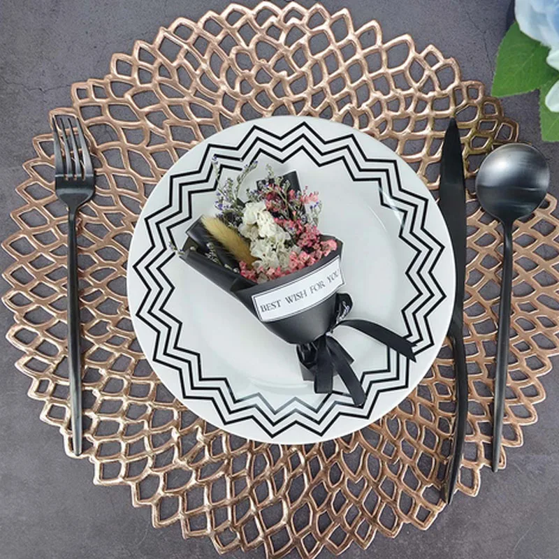 

Round Hollow Tableware Placemat for Dining Heat Insulation PVC Coaster Pads Bowl Mats Pad Home Decor