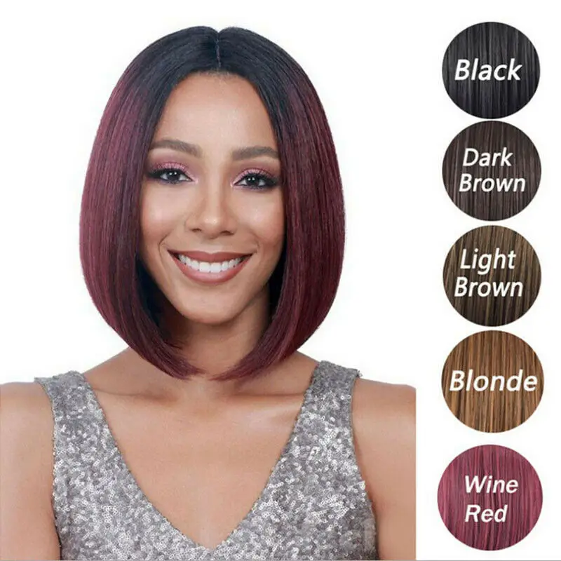 

Synthetic Bob Wig Short Staright Full Black Wig with Bangs for Women Fashion Wig