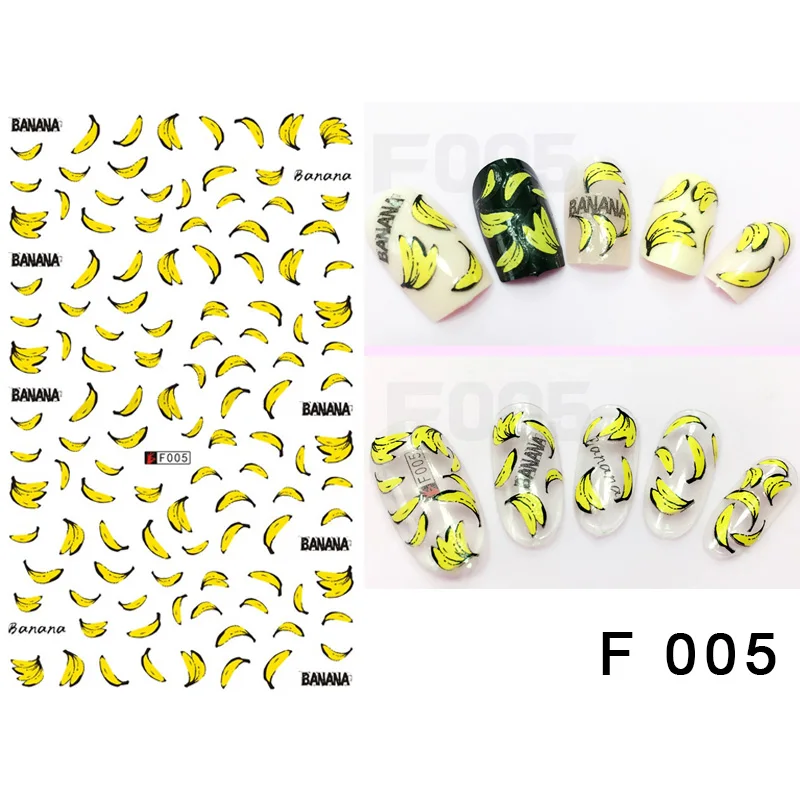 

WYUEN Design 1 Sheet Fruit Series 3D Nail Stickers Banana Strawberry Transfer Sticker Manicure Nail Art Decoration N-F 005