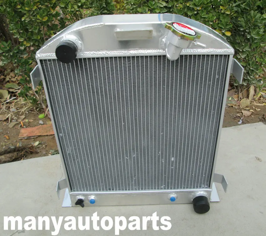 3 ряда для Ford 1932 hot rod w/Chevy 350 V8 двигателя алюминиевый радиатор с вентилятором