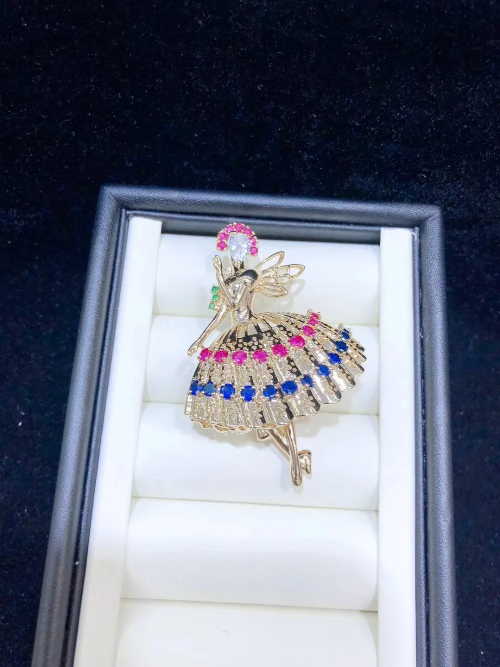 

Y363 Dancer High Quality Golden plated Paved CZ Necklace Brooch Base Cubic Zirconia Jewelry Connector DIY Jewellery Making