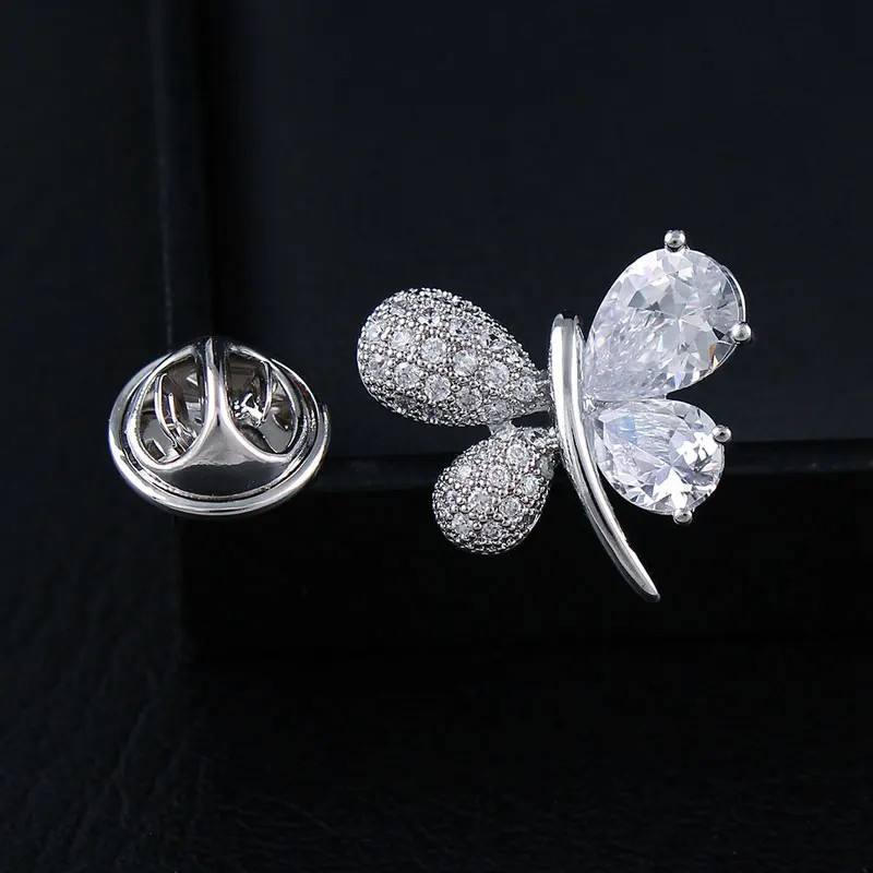 CHUKUI Korean Cubic Zirconia Butterfly Collar Brooch Pin For Women CZ Crystal Pin For Women Mens Suit  (4)