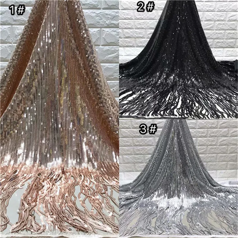 

French Net Lace Fabric 2019 Latest african guipure lace fabric with embroidery mesh tulle cord Sequins lace fabric