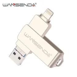 WANSENDA 3 в 1 USB флеш-накопитель портативный флэш-накопитель 16 ГБ 32 ГБ Usb флешка 3,0 Флешка для iPhone/Android/PC 64 Гб 128 ГБ микро флэш-диск