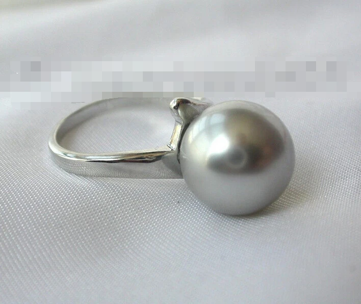 

00554 round gray south sea shell pearl ring