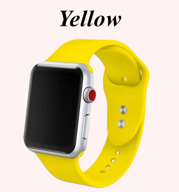 Спортивный силиконовый ремешок для iwatch серии 4321 Apple Watch Band мягкий силиконовый дышащий сменный ремешок 40 мм 42 мм 38 мм 44 мм - Цвет ремешка: yellow