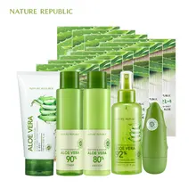 Nature Republic Natural Aloe Moisturizing Set Face Mask Emulsion Face Toner Face Cleaner Hand Cream Korean Skin Care Set