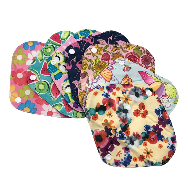 

[Mumsbest] 10PCS Sanitary Towel Cloths Reusable Bamboo Charcoal Print Color Menstrual Pads Panty Liners Sanitary Pads By Random