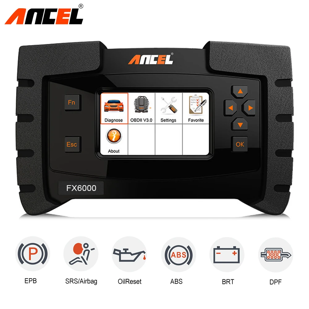 

Ancel FX6000 OBD2 Automotive Scanner Full System Diagnostic Tool for Car EPB SAS ABS Airbag AT Scan Tool Erase Errors in Polish