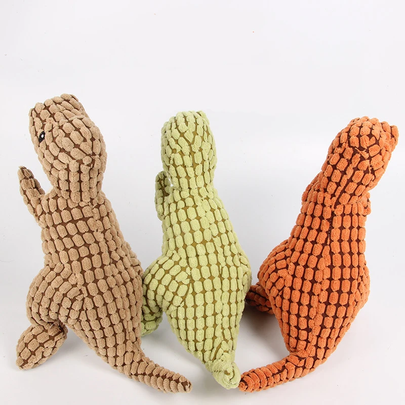 Dog Plush Squeak Toys Pet Durable Chew Toy Puppy Teeth Cleaning Tool Pet Interactive Sounding Plaything Flamingo Dinosaur Shape