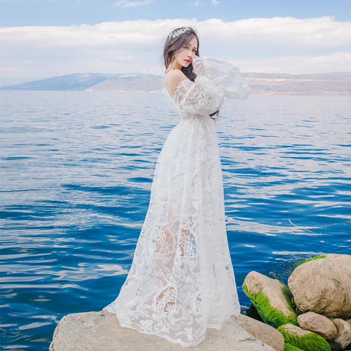 Женское винтажное кружевное платье элегантное белое летнее сексуальное с