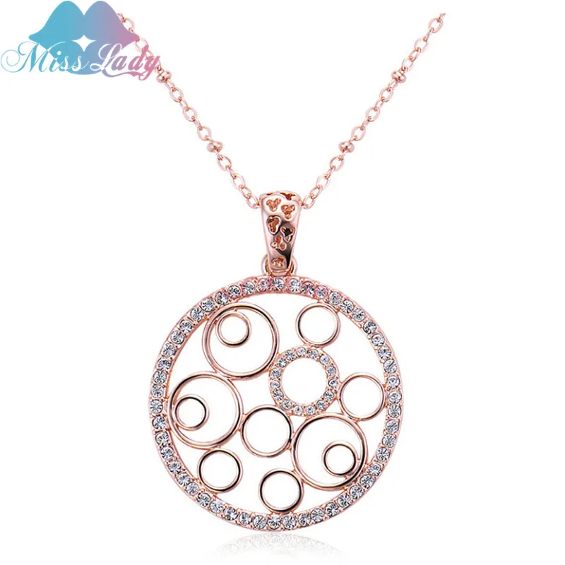 

Miss Lady gold necklace & Pendant Couple matching Chokers Chains Fashion Crystal Hollow Round Heart pendants necklaces MLY4289