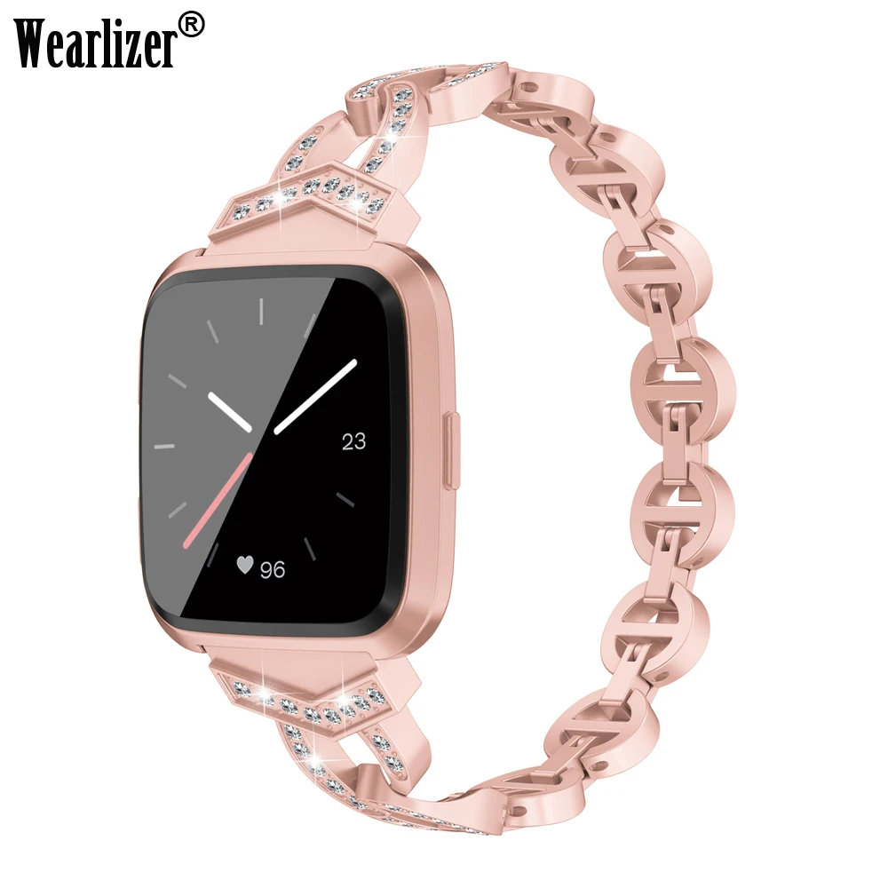 Wearlizer Versa ремешок со стразами из нержавеющей стали браслет со стразами для Fitbit Versa браслет