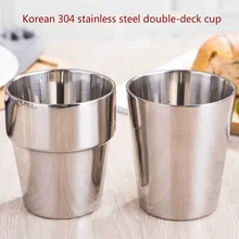 Кофейная чашка, бокал для пива, 304 материал из нержавеющей стали, Корейская двойная изоляционная чашка. 2 шт./компл